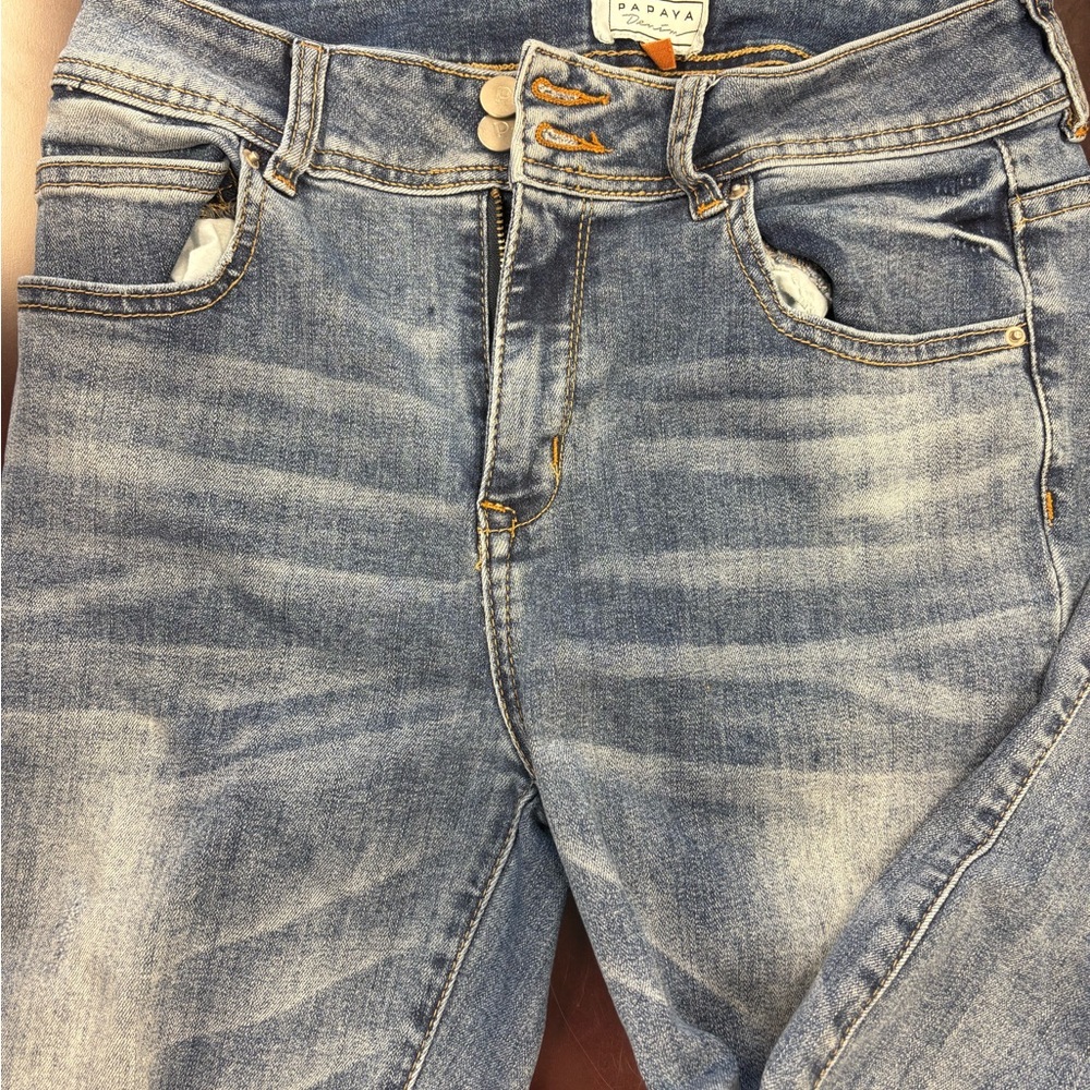 Papaya Blue High Rise Jeans Vintage-Inspired Denim